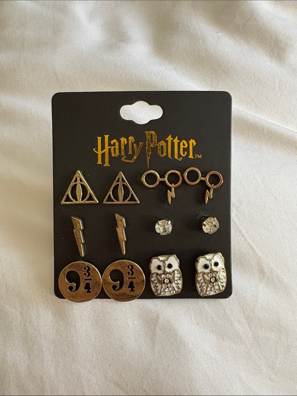Warner Bros. Harry Potter Earring Set - Gold and White